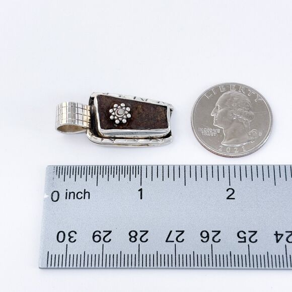 Vintage Sterling Silver 925 Ornate Meteorite Pendant - Picture 9 of 9